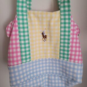 Gingham Big Pony Cotton Canvas Tote Polo Ralph Lauren